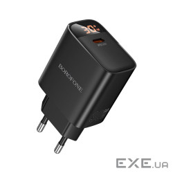 Зарядний пристрій BOROFONE BA97A Ilustre USB-C PD30W digital display Black (6941991120480)