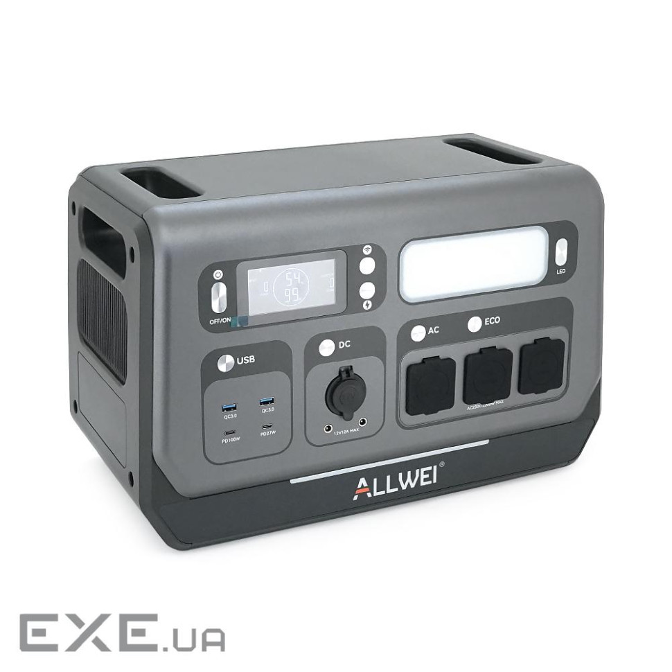 Портативна зарядна станція ALLWEI SGR-PPS2400-2PRO, 2400W / 2048Wh LiFePO₄, MPPT 500W max ХТ60 / 12