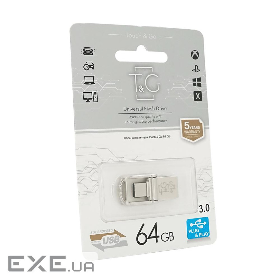 Флеш-накопичувач T&G 104, USB 3.0+Type-C, 64GB, Metal, Blister (T&G 104 / 64) (T& (T&G 104 / 64)