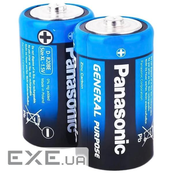 Батарейка Panasonic D ( R20 ) GENERAL PURPOSE TRAY ZINK-CARBON * 2 (R20BER/2P)