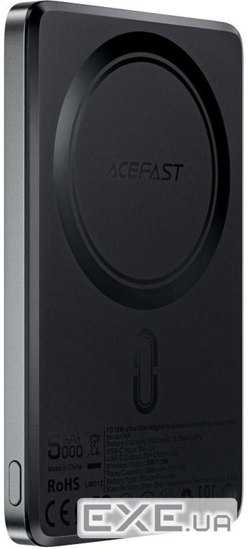 УМБ Acefast Magnetic Wireless 5000mAh 18W PD, QC 3.0,7,5 Вт , ultra thin, QI M8 Black (6974316283386)