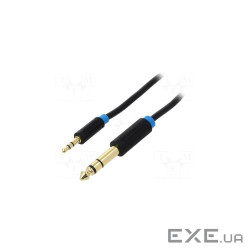 Кабель мультимедійний 3.5mm M to 6.35mm M 0.5m black Vention (BABBD)