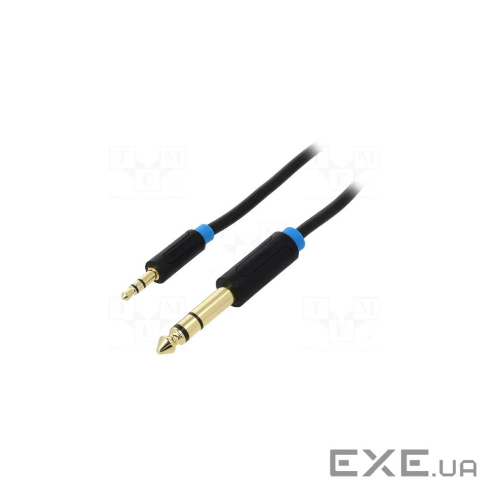 Кабель мультимедійний 3.5mm M to 6.35mm M 0.5m black Vention (BABBD)
