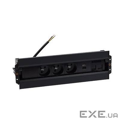 Врізн роз блок S486: 1x220В, зар прист 1хUSB-CC, 1xUSB-A, 1хHDMI, чорний (48630F10B0F0100-44)