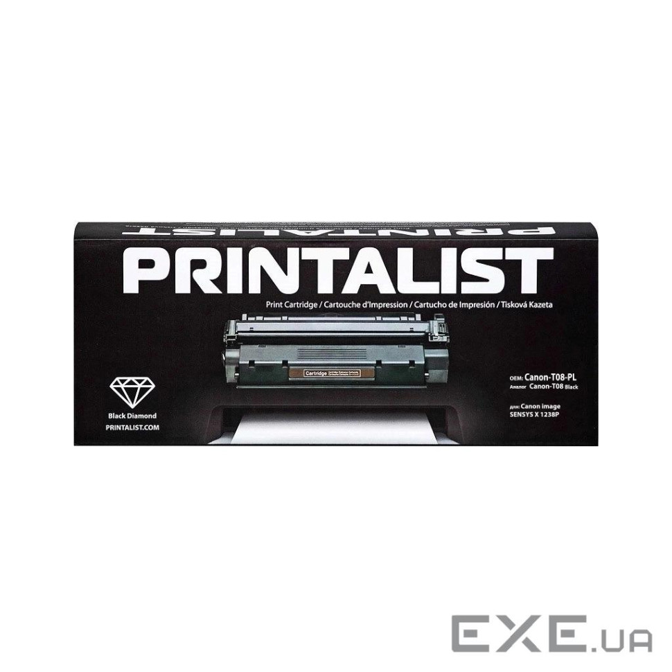 Тонер-картридж Printalist Canon i-SENSYS X1238P аналог Canon T08, Black (Canon-T08-PL)