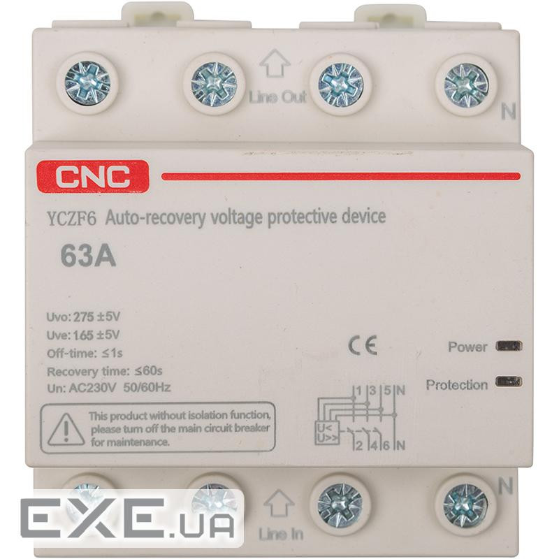 Автоматичний запобіжник CNC YCZF6 3P+N 63A (EL240319)