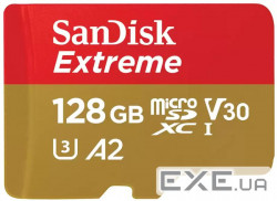 Карта пам'яті SanDisk 128GB microSDXC C10 UHS-I U3 R190/W90MB/s Extreme V30 (SDSQXAA-128G-GN6MN)