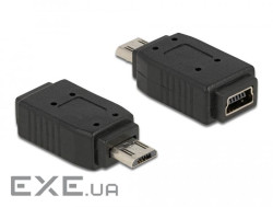 Перехідник обладнання USB2.0 mini 5p-microB F/M,адаптер прямий Nickel,чорний (62.09.8240-1) (62.09.8240-1)