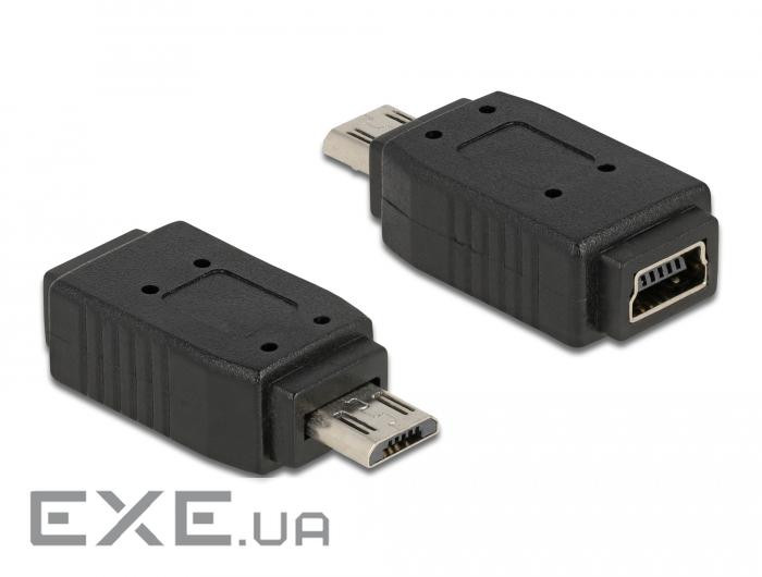 Перехідник обладнання USB2.0 mini 5p-microB F/M,адаптер прямий Nickel,чорний (62.09.8240-1) (62.09.8240-1)