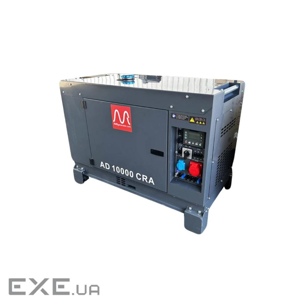 Генератор Metier AD10000CRA дизель, 1/3ф, 3ф-8,0kW, 1ф-7,2kW бак-25л, ел.старт