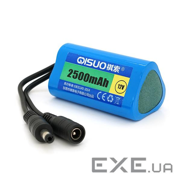 Акумуляторна батарея літієва QiSuo 12V 2.2A з елементами Li-ion 18650, DC5.5x2.1, (37x37 (QS-12025W) Li-ion 18650, DC5.5