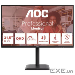 Монiтор TFT AOC 31.5" Q32E4U IPS QHD 100Hz 2*HDMI DP Pivot USB MM Black