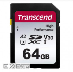 Карта пам'яті TRANSCEND SDXC 330S 64GB UHS-I U3 V30 A2 Class 10 (TS64GSDC330S)