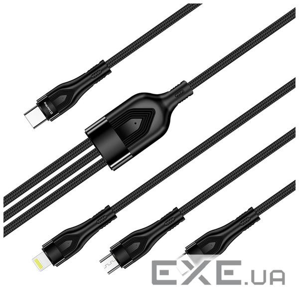 Дата кабель USB-C to Lightning + Micro 5P + USB-C 1.2m 3.0A (PD60W data) Black ColorWay (CW-CBPDU3060-BK)
