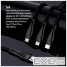 Дата кабель USB-C to Lightning + Micro 5P + USB-C 1.2m 3.0A (PD60W data) Black ColorWay (CW-CBPDU3060-BK)