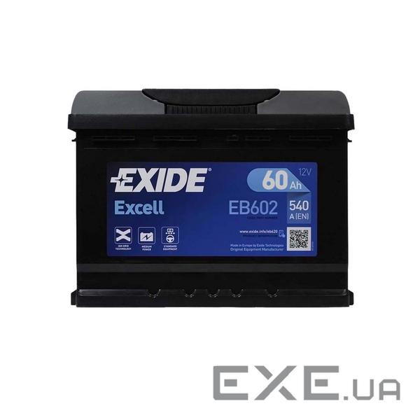 Акумулятор автомобільний EXIDE EXCELL 60Ah Н Ев (-/+) (540EN) (EB602)