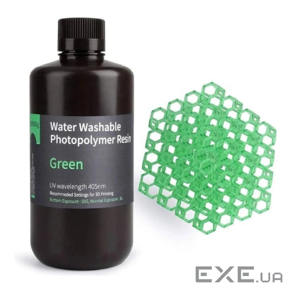 Фотополімерна смола ELEGOO Resin, Water Washable, 1кг, green (50.103.0004)