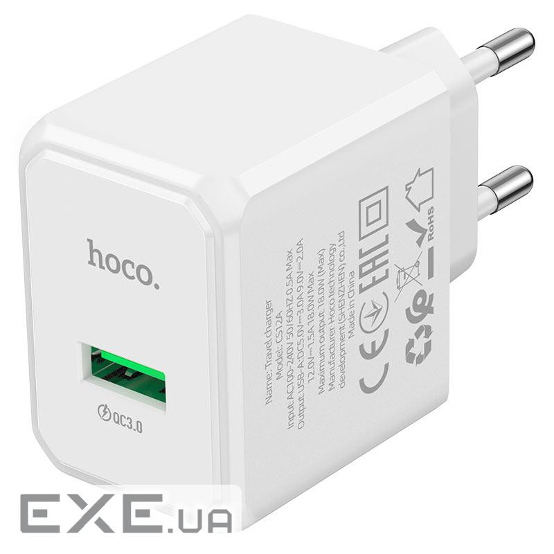 СЗУ 110-240V HOCO CS12A 1xUSB, 18W, White, Blister (HOCO CS12A / W)