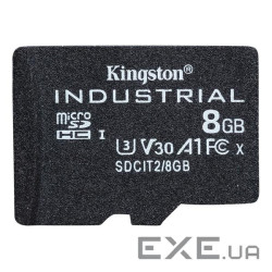 Карта пам'яті KINGSTON microSDHC Industrial 8GB UHS-I U3 V30 A1 Class 10 (SDCIT2/8GBSP)