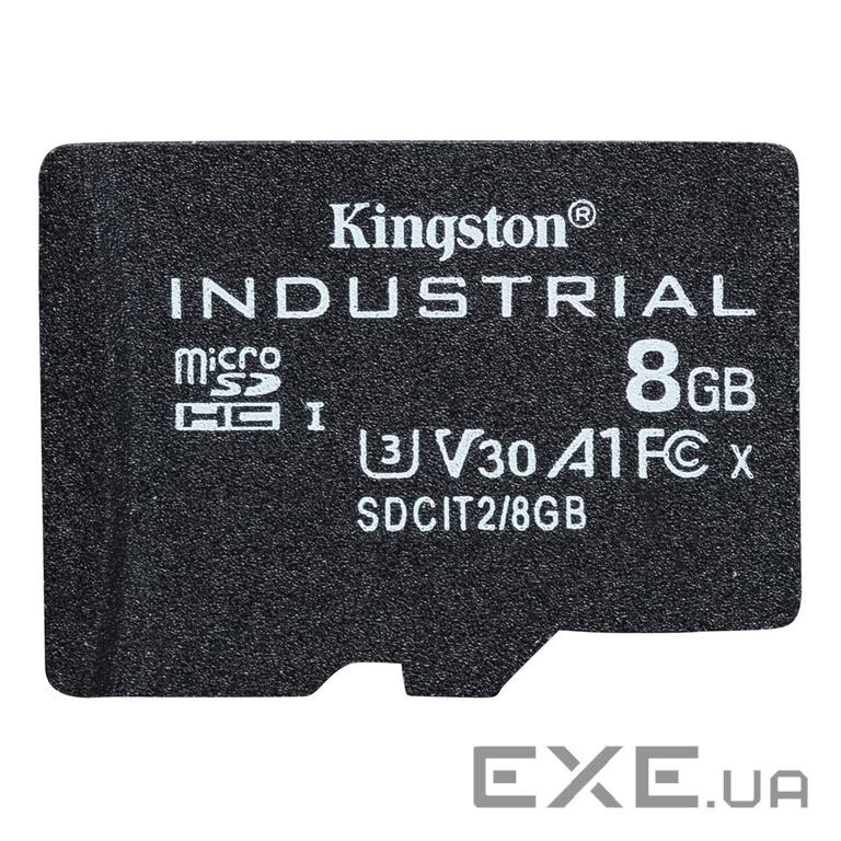 Карта пам'яті KINGSTON microSDHC Industrial 8GB UHS-I U3 V30 A1 Class 10 (SDCIT2/8GBSP)
