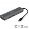 Концентратор Vinga USB-C 3.1 to HDMI+RJ45_1Gbps+3xUSB3.0+SD/TF+PD100W (VHYC8)