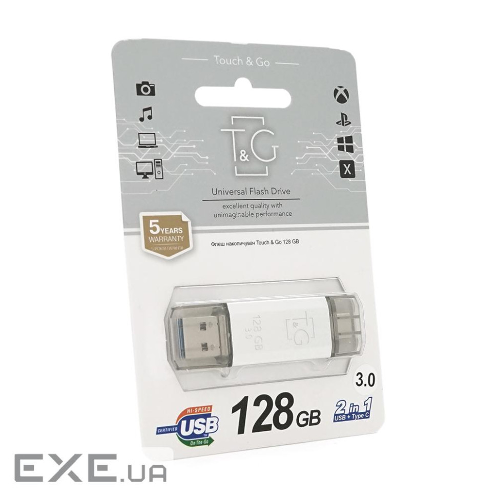 Флеш-накопичувач T&G 009 Star S, USB 3.0+Type-C, 128GB, Metal, Bl (T& (T& (T&G 009 Star S / 128)