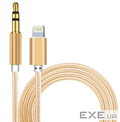Кабель AUX Lightning - TRS Audio 3.5мм Male/Male 1м Gold (S0991)