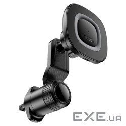 Автоутримувач HOCO HW30+ Wireless Charging 15W, кріплення на решітку, затискач 50-90мм, Gray, Box
