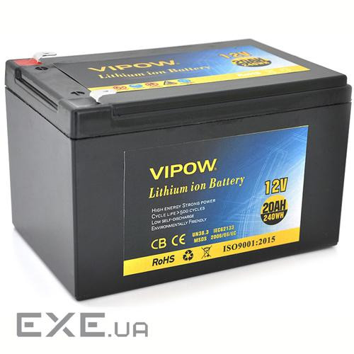 Акумуляторна батарея літієва Vipow 12 V 20A з елементами Li-ion 18650 із вбудованою (VP-12200LI)