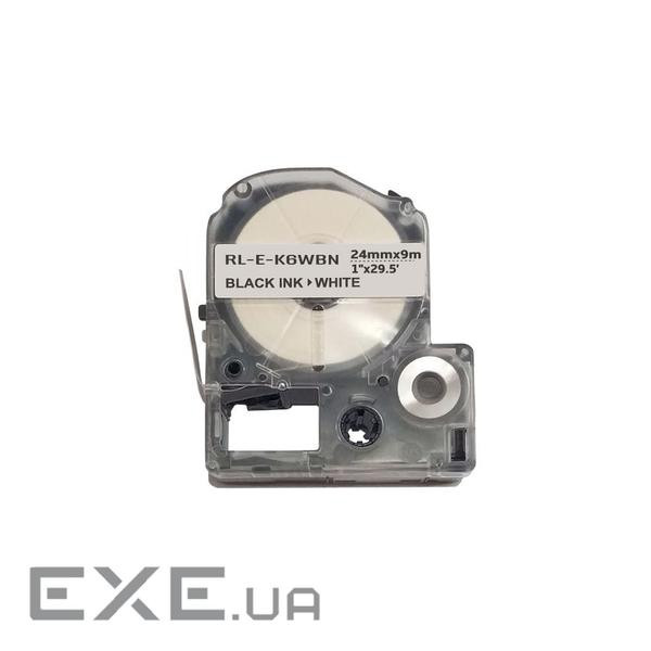 Стрічка для принтера етикеток UKRMARK RL-E-K6WBN-BK/WT, аналог LK6WBN. 24 мм х 9 м (CELK6WBN)