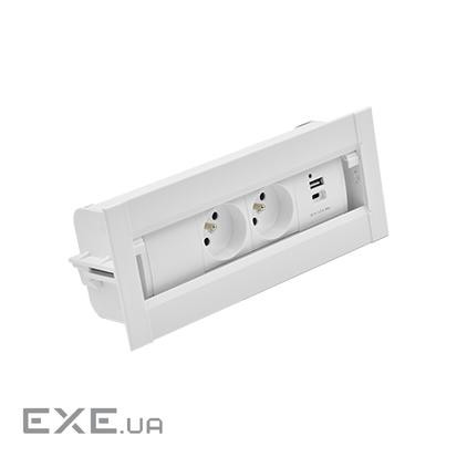 Розетк блок Simon486: 2x250В тип F, зарядн пристрій 2xUSB тип A+C, білий (48630F20B000000-33)
