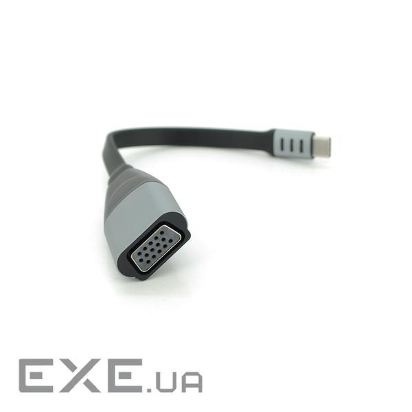 Конвертер Type-C (тато)/VGA(мама), 18cm, плоский , Black-gray (YT-Type-C(M) / VGA(F)-18cm)