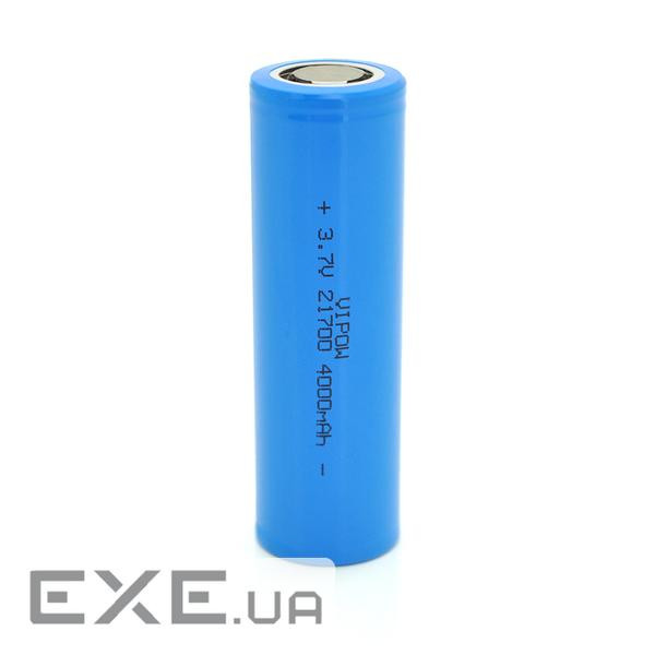 Акумулятор 21700 4000mAh, 3.7V, Blue, FlatTop Vipow (ICR21700-4000mAhFT / 31078)