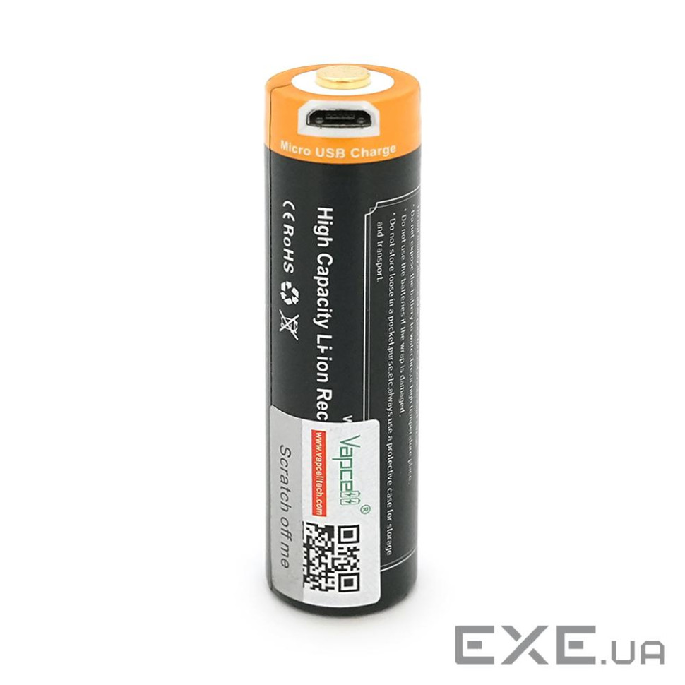 Акумулятор 18650 Li-Ion Vapcell P1835A, 3500mAh, 10A, 3.6V (2.5-4.2V), USB type-c