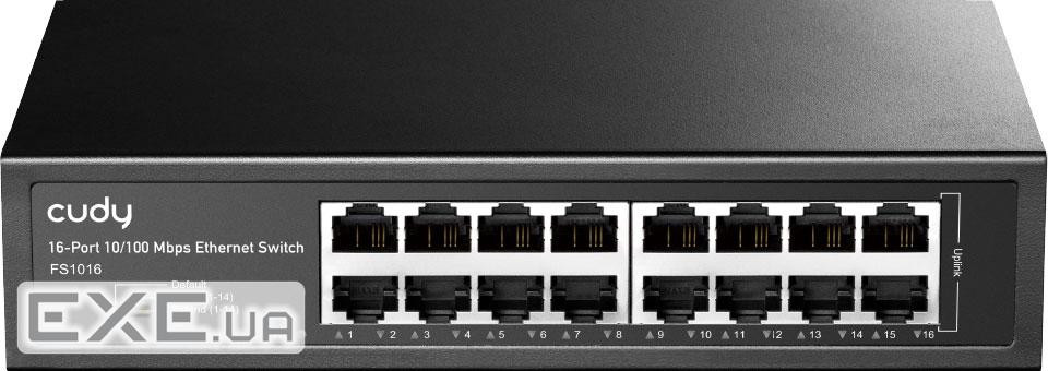 Комутатор Cudy FS1016, 16 портовий 10/100M, металевий корпус (FS1016_EU_V1.0)