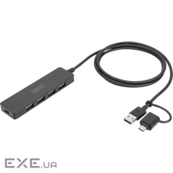 Хаб DIGITUS USB-A/C > 4хUSB-А, 1,2 м, активний (опція) (DA-70236)