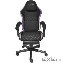 Крісло ігрове AGN 3 клас,150 кг, 80мм, RGB підсвітка, чорне (AGN09-21)