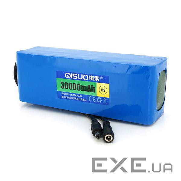 Акумуляторна батарея літієва QiSuo 12V 30A з елементами Li-ion 18650, DC5.5x2.1, (187x57x6 (QS-1230) Li-ion 18650, DC5.5