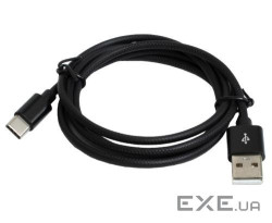Дата кабель USB 2.0 AM to USB-C 1.0m 2.4A black Patron (CAB-PN-USB-TYPEC-1-B)