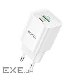 Зарядний пристрій HOCO C149A Charm 1xUSB-C PD30W + 1xUSB QC3.0 White (6942007630337)