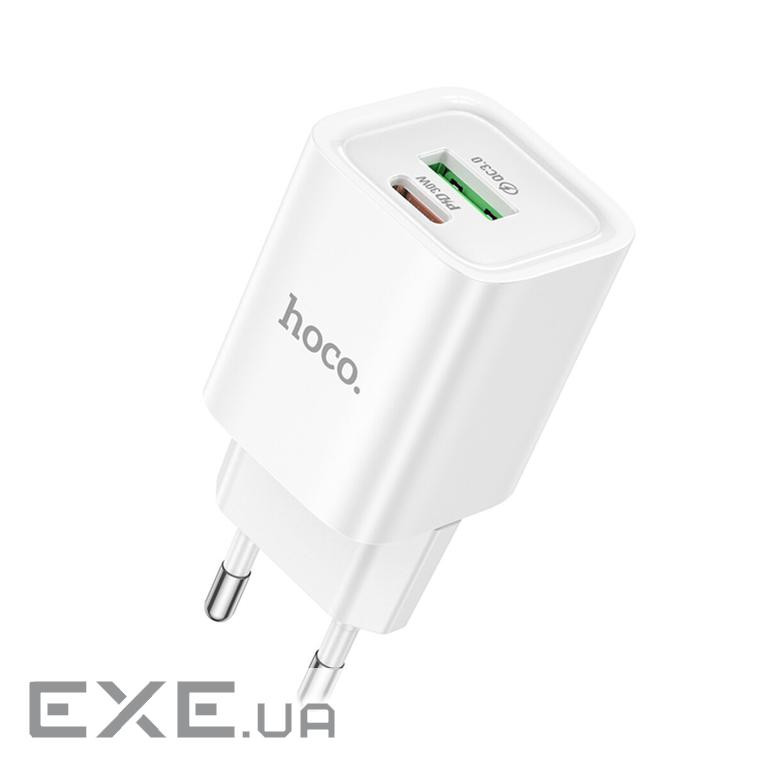 Зарядний пристрій HOCO C149A Charm 1xUSB-C PD30W + 1xUSB QC3.0 White (6942007630337)