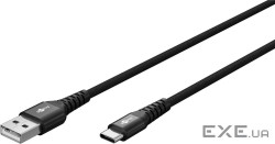 Кабель пристроїв USB Type-C-2.0A M/M 3.0m,(USB2.0) PD60W Textile Metal,чорний (75.07.4528-1) (75.07.4528-1)