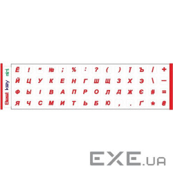 Наклейки на клавiатуру мініатюрні Best key mini прозорі, червоні (56 клавіш) (24041996)