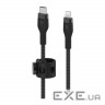 Дата кабель USB-C to Lightning 1.0m braided silicone black Belkin (CAA011BT1MBK)