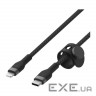 Дата кабель USB-C to Lightning 1.0m braided silicone black Belkin (CAA011BT1MBK)