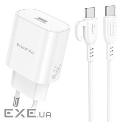 Набір BOROFONE BA82A СЗУ USB-C+ кабель Type-C, PD25W, 1м, White, Box (BOROFONE BA82A / W)