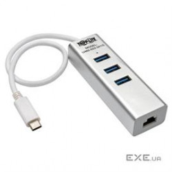 3-Port USB-C Hub with LAN Port, USB-C to 3x USB-A Ports and Gbe, USB 3.0, BC 1.2, Wh (U460-003-3A1G)