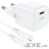 Зарядний пристрій Acefast USB-C 30W Gan A77 mini + USB-C cable Fast Charger White (6974316282853)