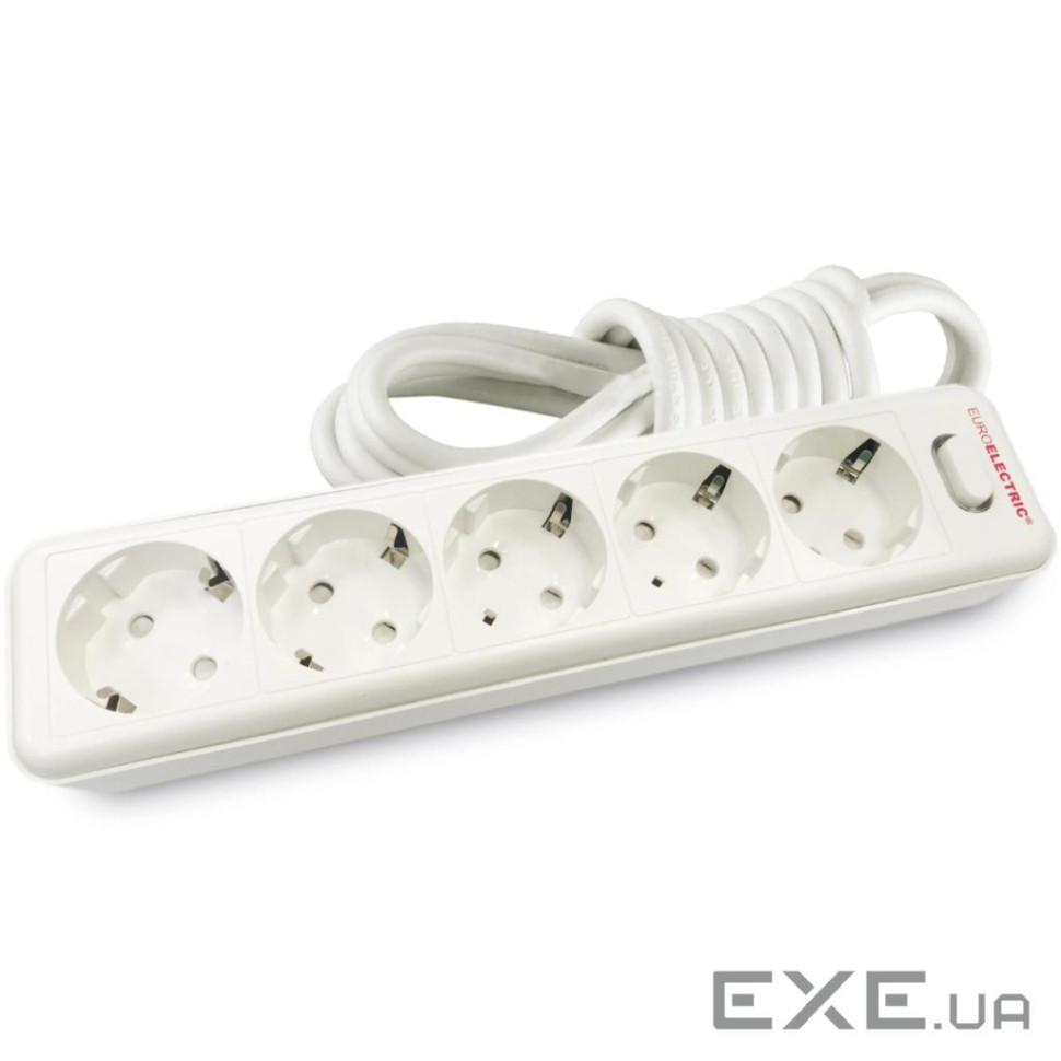 Мережевий фільтр живлення EUROELECTRIC Х5 10А 3м White (EE-105-3M)