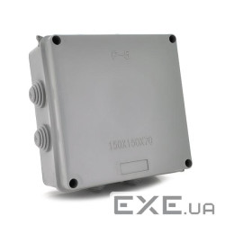 Коробка розподільна зовнішня PIPO Premium Р50 150х150х70мм, IP55, пластик, (РР) 8 гермовводів, сіра, ,